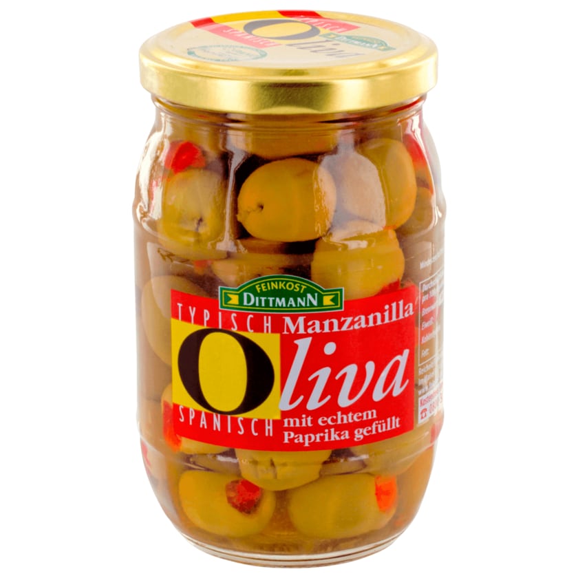 Feinkost Dittmann Oliva Manzanilla-Oliven mit Paprika gefüllt 200g
